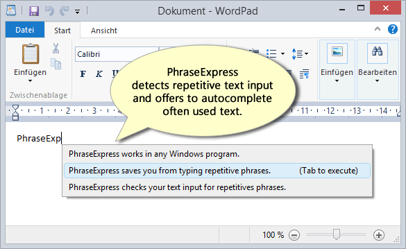 phraseexpress detect typing in